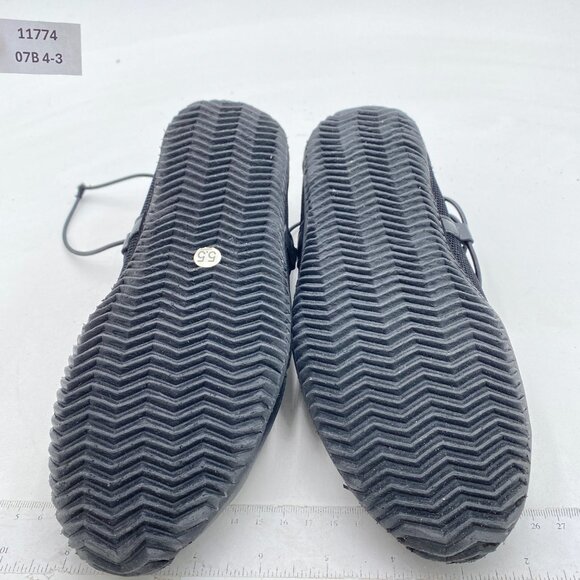 Black Mesh Womens Round Toe Ballet Flats Lace Up Comfort Shoes - Picture 6 of 6